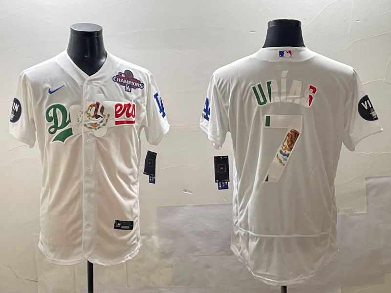 Men Los Angeles Dodgers #7 Urias White Mexico Elite 2025 Nike MLB Jersey style 2